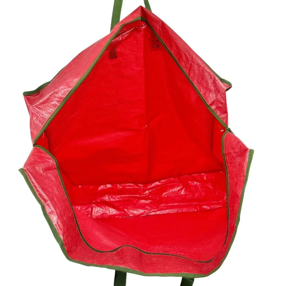 Whitmor Christmas Jumbo Storage Bags 1 New 1 Used Red Zip Up Handles 30x30x8 Red